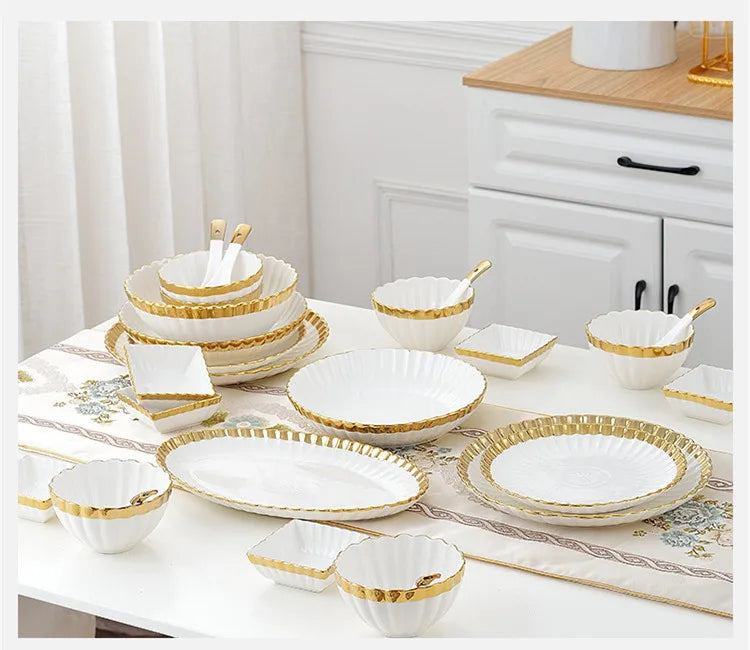 1pcs Upgrade white porcelain plates for food, dinner dishes, salad, soup bowls, ceramic porcelain plates, and tableware.