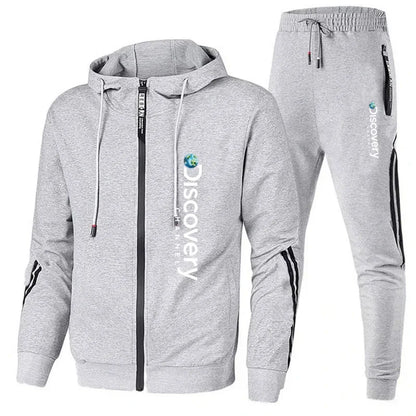 Spring and autumn new men's brand clothing gym sportswear 2 sets zipper jacket + leisure sports jogging pants 2 sets.