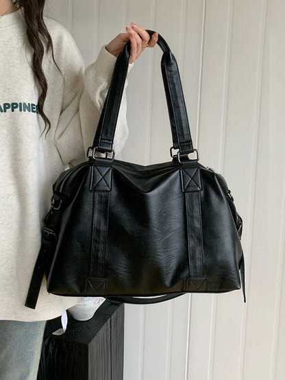 Fashion Tote Bag Leather Women Bag Simplicity Handbag Solid Vintage Shoulder Messenger Bag for Ladies.