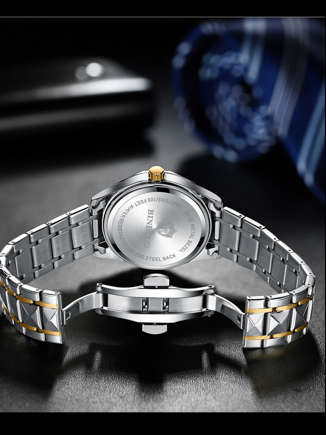 BINBONDB5552 30M Waterproof Luminous New Luxury Brand Quartz Womens Watches  Date Wristwatch Fashion Business Womens Watches.