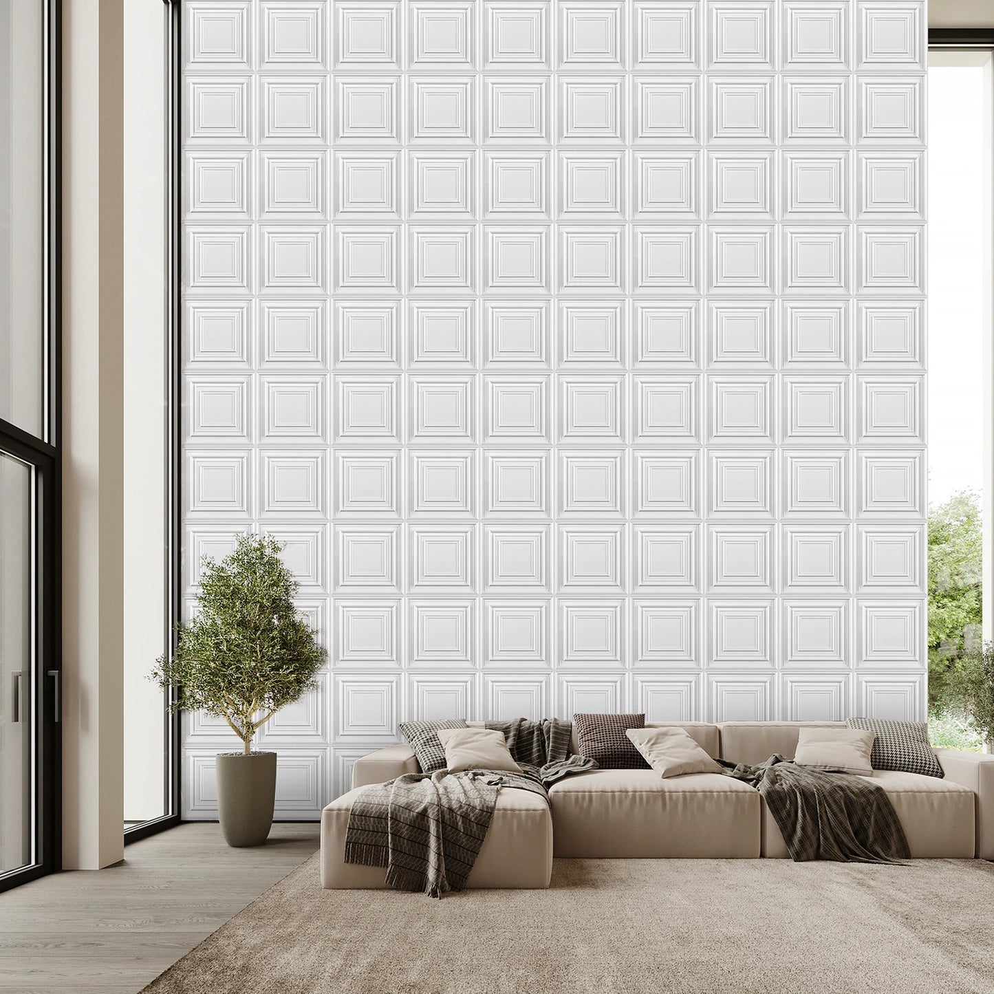 KUUJOJO 3D textured wall panel for indoor wall decoration, suitable for living room, hall, bedroom, hotel, office, send tape