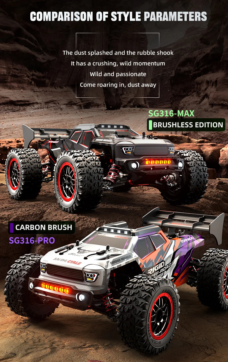 ZLL SG316 MAX 1:16 High Speed Drift Racing Car 80KM/H Brushless Motor 4WD RC Off Road Car Monster Trucks Toys for For Kids Gifts