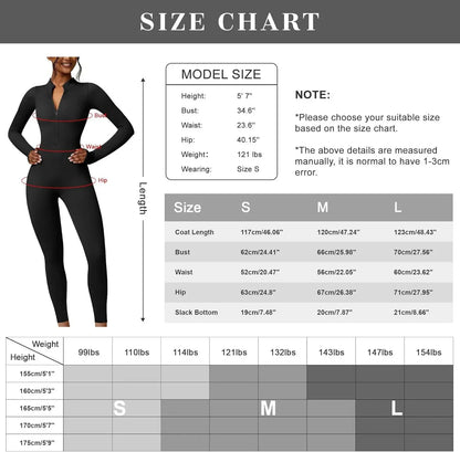 Seamless Long Sleeve Yoga Suit One-Piece Tightening Fitness Leisure Sports Jumpsuit with Zipper for Women.