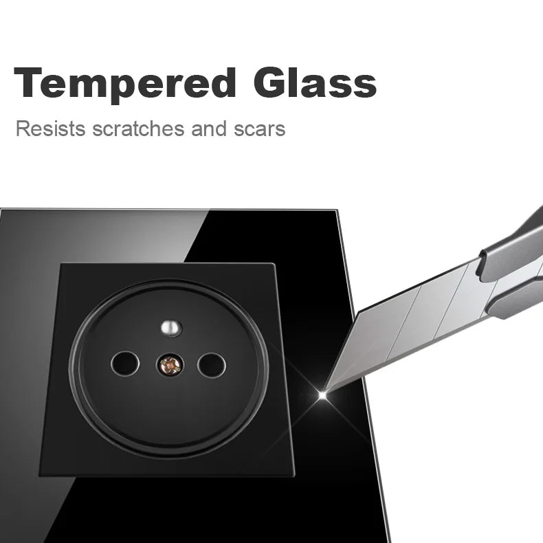 Nywp Französisch standard stecker, glas wallboard, Französisch netzteil, 16a 220V erdung buchse, kind schutz tür.