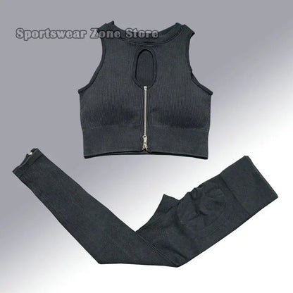 Yoga Suit High Waist Leggings Running Training Tights Sports Outfits Long Sleeve Crop Top Bra Seamless Fitenss Set Fitness Wear