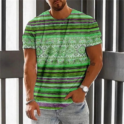Bohemian 3D Print T Shirt for Men Ethnic O-Neck Short Sleeve Tops Geometric Harajuku Men's T-Shirt Loose Tees Shirt Man Clothing.