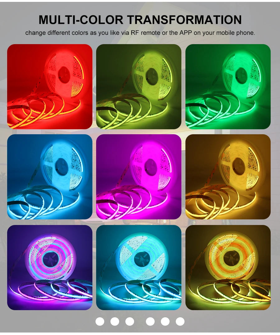 1-25M RGB Addressable COB LED Strip Light 24V WS2811 Pixel LED Strip Tuya WiFi RGBIC LED Ribbon Light Kit For TV Room decoration.