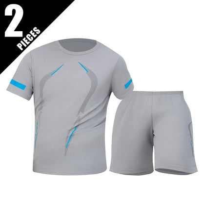2/4/6 Pcs Plus Size Men's Quick-drying Short-sleeved Shorts Suit Men's Leisure Sports Running Fitness T-shirt Joker Shorts Teen