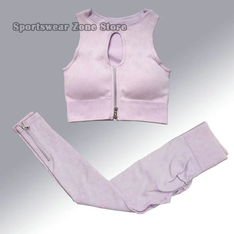 Yoga Suit High Waist Leggings Running Training Tights Sports Outfits Long Sleeve Crop Top Bra Seamless Fitenss Set Fitness Wear