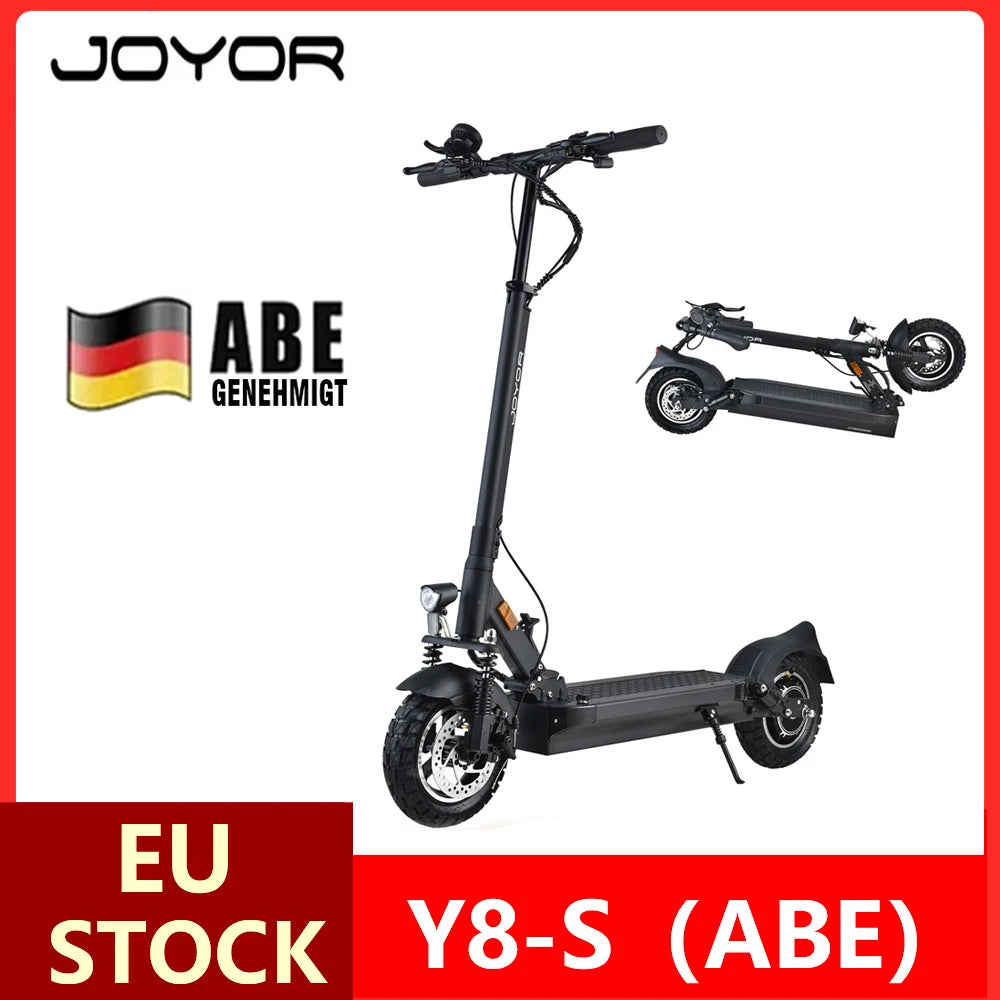 JOYOR Y8-S Electric Scooter 500W EScooter 48V 26 Ah Speed 20km/h Range 55-75km 10” Inflatable Tires Electric Scooters with ABE.