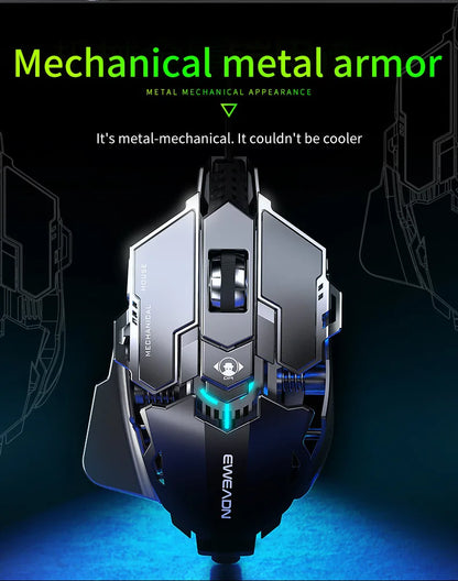 MK500 RGB Backlight Wired Mechanical Mouse 12800DPI Adjustable Macro Programming E-Sport Ergonomic Gaming Mouse For PC Laptop.