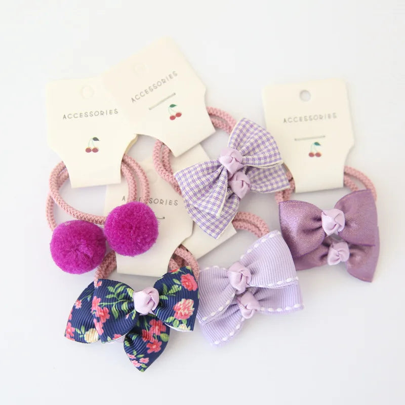 10Pcs/Lot, Elastic Hair Bow Clips for Children, Children's Headwear Hair Accessories for girls, Cute Hair ties, Lovely Hair Rope
