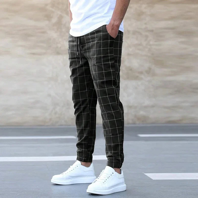 2025 neue Frühling Herbst Casual Hosen männer Plaid Kordelzug Lose Hosen Trend Streetwear Jogginghose Männlichen Business Sport Hosen.