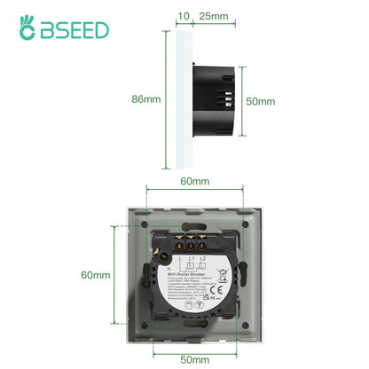 BSEED Wifi Shutter Schalter APP Control Led Smart Blind Serie Weiß Glas Panel Unterstützung Tuya Google Smart Leben Rollladen.