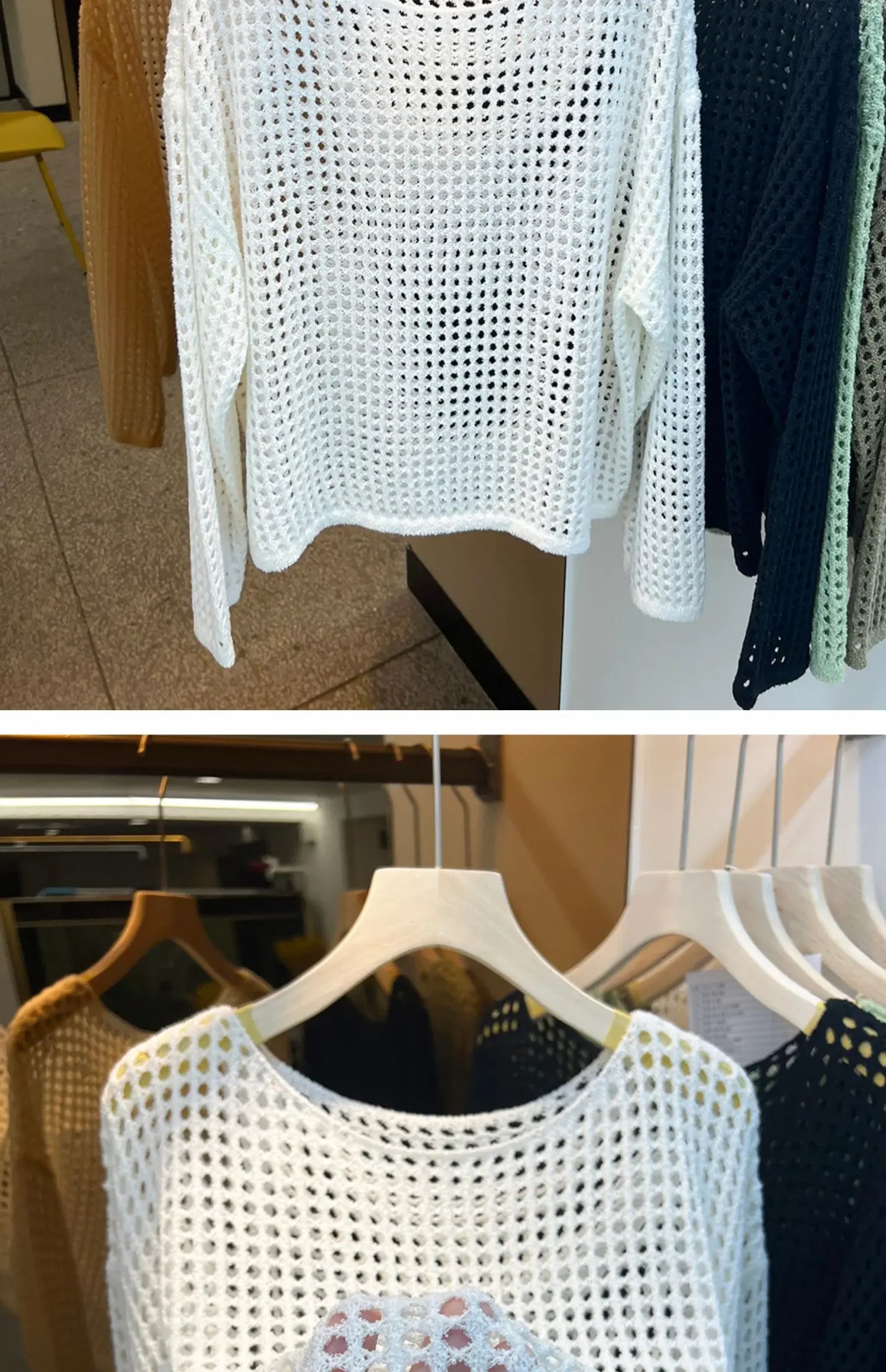 2025 Mesh Vintage Harajuku Langarm Frauen Pullover Koreanische Frühling Sommer Strickwaren Weiche Dünne Tops Chic Solide Femme Pullover.