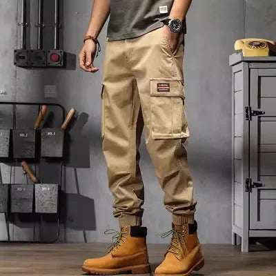 American Style Vintage Cargo Pants Loose Fit Straight Leg Casual Pants For Men Lightweight Summer Wide Leg Harem.