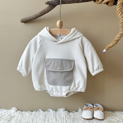 Herbst Neue Baby Minimalistischen Hoodie Lange Ärmel Große Tasche Klettern Kleidung Baby Neugeborenen Artikel Bodys & Einteiler.