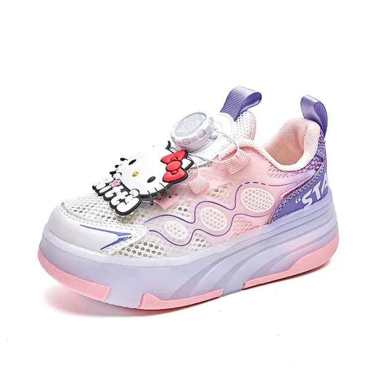 Hello Kitty Children's In-line Skating Shoes Four-Wheel Design Adjustable Roller Blades for Boys Girls Sports Footwear Sneakers.