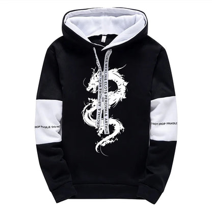 Men's Hooded Sweatshirt Sweatpants 2pcs Set Urban Casual Fashion Hoodie Outfits Dragon Printed Pullover Male Sporty Jogger Suit.