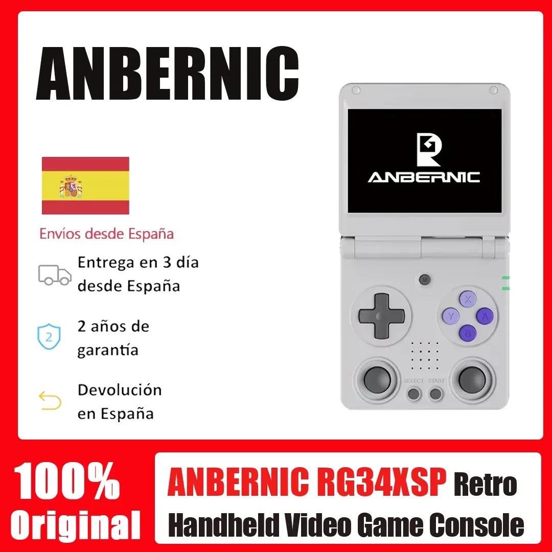 ANBERNIC RG34XXSP Flip Handheld Console 3.4'' IPS Screen Linux 64-bit 64G 5000+ Games Supports 5G WIFI HD-MI TV Output Streaming.
