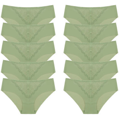 BZEL 10PCS/Set Women's Panties Exquisite Sweet Lace Underwear Sexy Lingerie Silk Satin Briefs Woman Comfort Breathable Underpant