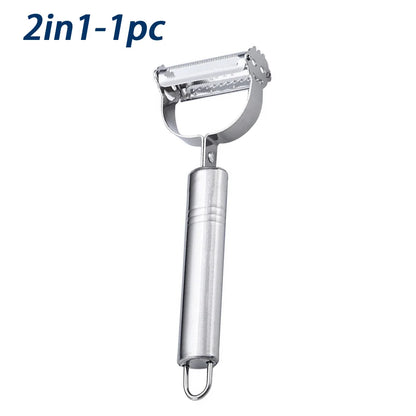 Stainless Steel Vegetable Peeler 4-in-1 Multi-Function Kitchen Tool with Anti-Slip Ergonomic Handle for Potato Carrot Cucumber.