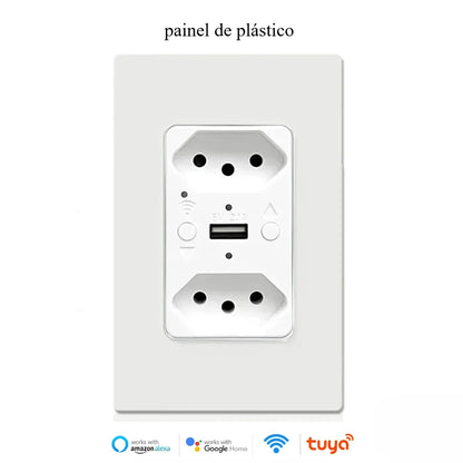 Melery Brasilien WiFi Smart Leben Dual Wand Steckdose Tuya Elektrische Stecker Outlet PC/Glas Touch Panel Alexa Dot Google hause Assistent.