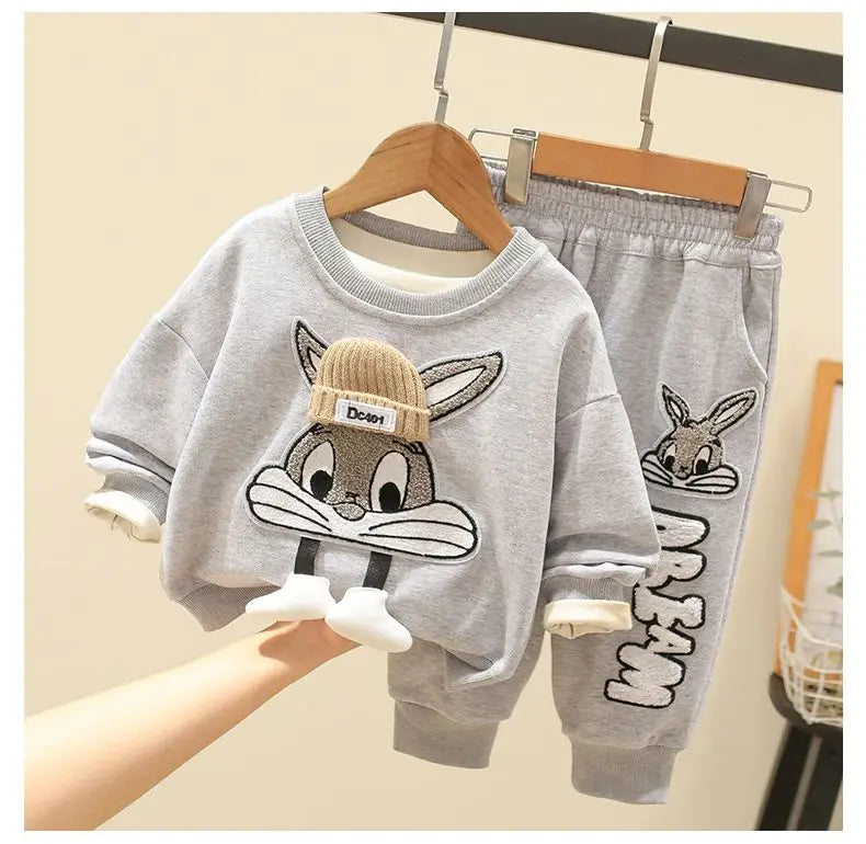 Autumn Kid Boy Clothes Set Cartoon Printed Sweatshirts Pullover Top and Pants Bottom 2pcs Suit Children Girls Outfits Tracksuits.