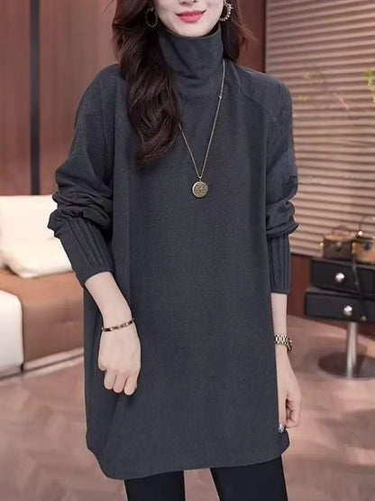 High-necked German Velvet Warm Long-sleeved T-shirt Base Shirt for Women in Autumn and Winter Mid-length Inner Tops.