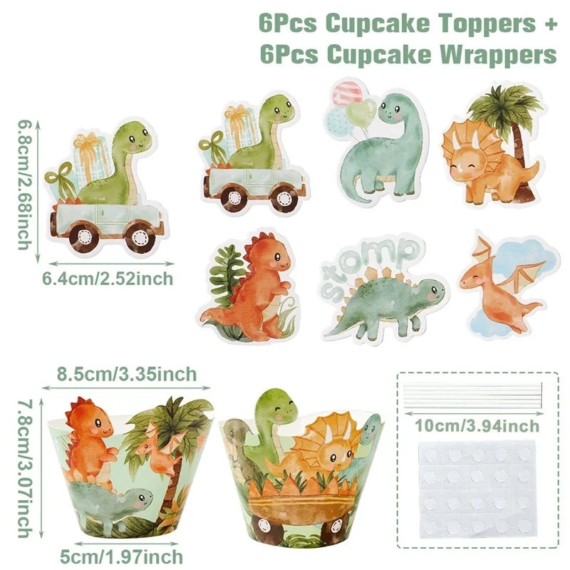 Dinosaurier Dekoration Party Supplies Glas Maske Kuchen Topper Banner PVC Stroh Papa Kreis Geschenktüten Dinosaurier Tier Gefälligkeiten Liefert