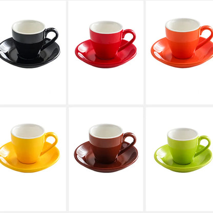 80ml Ceramic Coffee Cup and Saucer Espresso Cups Porcelain Afternoon Teacup Breakfast Milk Mug Cute Pottery Mugs Wholesale.