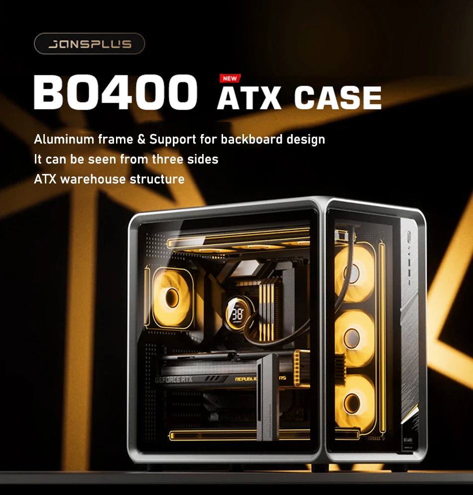 JONSBO BO400 ATX Desktop Case Aluminum Side View Sea View Room Chassis Supports 360 Water-cooled 10 Fan Positions.