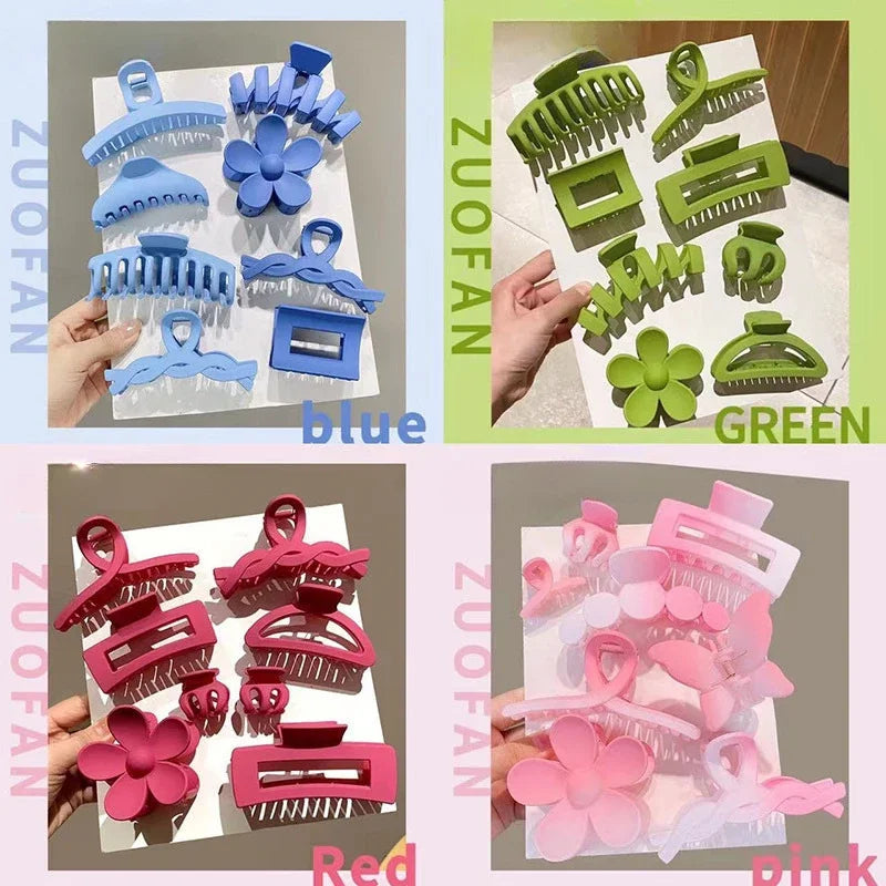 Set of 8 Plastic Hair Clip Large Hair Accessories Simple Hairpin Thin Hair Styling Tools for Women.