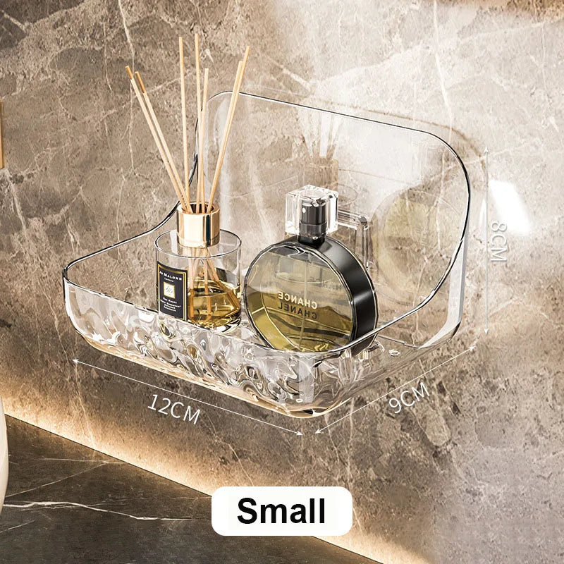 Acryli Badezimmerregal ohne Bohrer, Organizer für Dusche, Aufbewahrungsregal, Waschtisch, Kosmetik, Aufbewahrungsregal, Wandmontage, Toiletten- und Shampoo-Halter