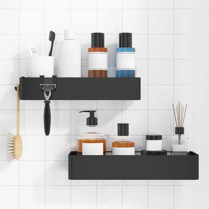 Duschregal ohne Bohren – 2-teiliges Anti-Rost-Badezimmer-Aufbewahrungsregal, bügelfreies, schnell trocknendes Badezimmerregal mit großer Kapazität