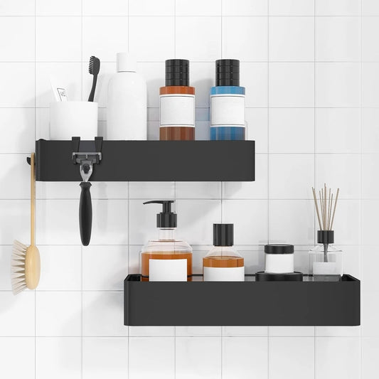 Duschregal ohne Bohren – 2-teiliges Anti-Rost-Badezimmer-Aufbewahrungsregal, bügelfreies, schnell trocknendes Badezimmerregal mit großer Kapazität