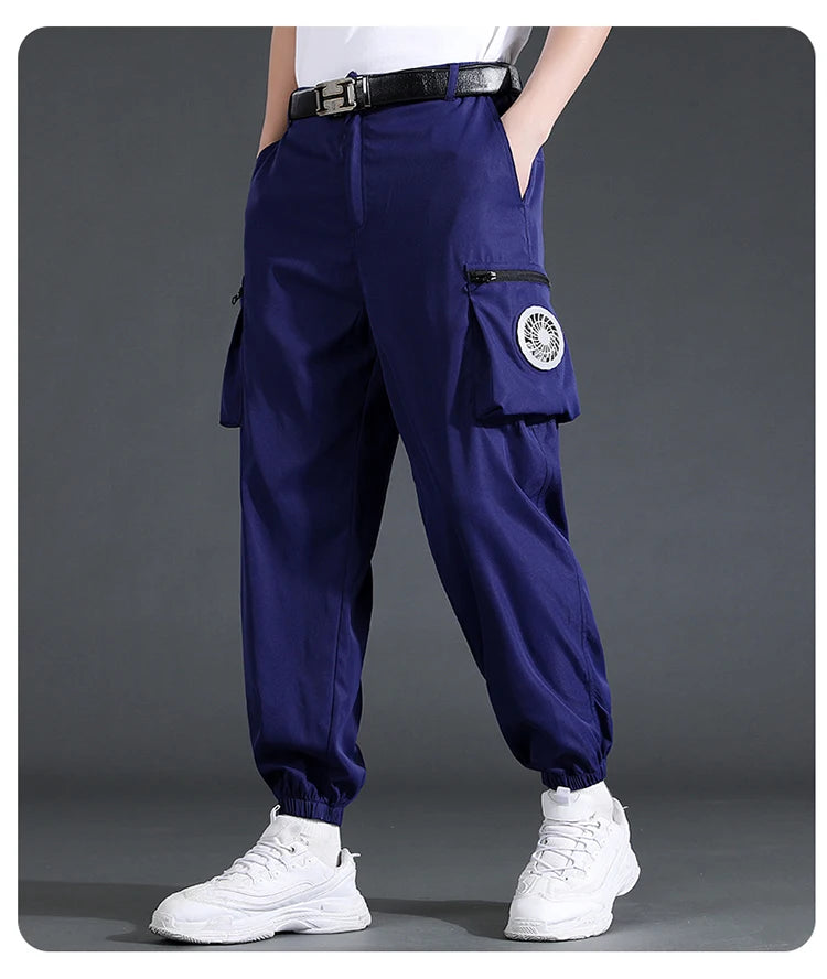 Fan Pants Cold Fishing Pure Cotton Site Welder Camping Ride Climbing Hiking Sports Fan Suit Air-Conditioning Clothes Fan Cooling