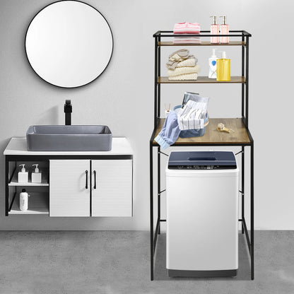 3-stufiges Aufbewahrungsregal für Waschmaschinen und Trockner, robustes Wäscheständer mit Bodenfach, Organizer-Ständer für Badezimmer, Waschküche