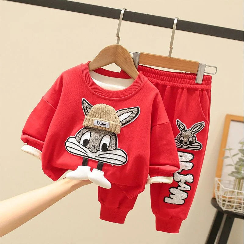 Autumn Kid Boy Clothes Set Cartoon Printed Sweatshirts Pullover Top and Pants Bottom 2pcs Suit Children Girls Outfits Tracksuits.