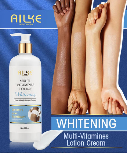 AILKE Multi Vitamin Whitening Body Lotion With Vitamins A,E,B3,B5, Increase Skin Radiance, Even Skin Tone, Moisturizer Cream.