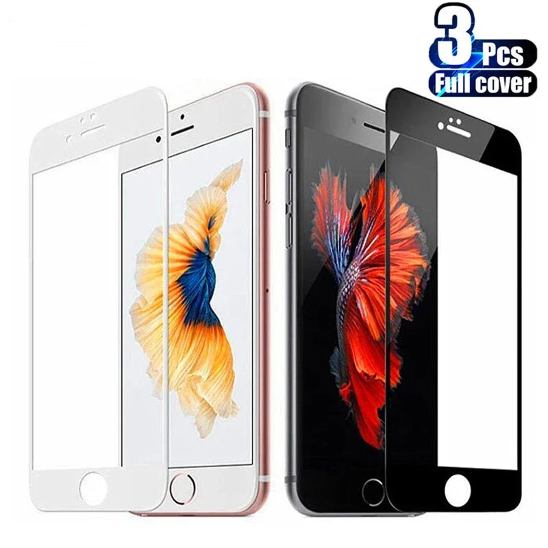 3PCS Full Cover Tempered Glass for iPhone 16 15 14 13 12 11 Pro Max Screen Protector for iPhone 16e 13 12 Mini X XR XS SE 2020.