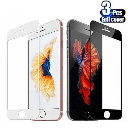 3PCS Full Cover Tempered Glass for iPhone 16 15 14 13 12 11 Pro Max Screen Protector for iPhone 16e 13 12 Mini X XR XS SE 2020.