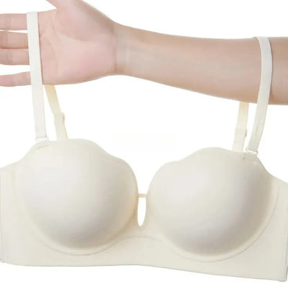 10cm Push Up Strapless Bra Extreme Lift for Small Bust Anti-Slip Silicone Grip Seamless Invisible Design Adhesive Free Plunge.