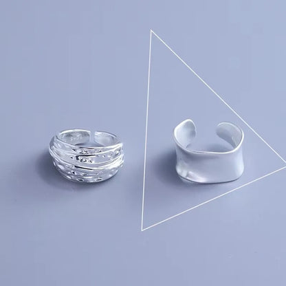 VENTFILLE 925 Sterling Silver Irregular Design Wave Golden Stackable Finger Rings Trendy Adjustable For Women Gifts Dropshipping