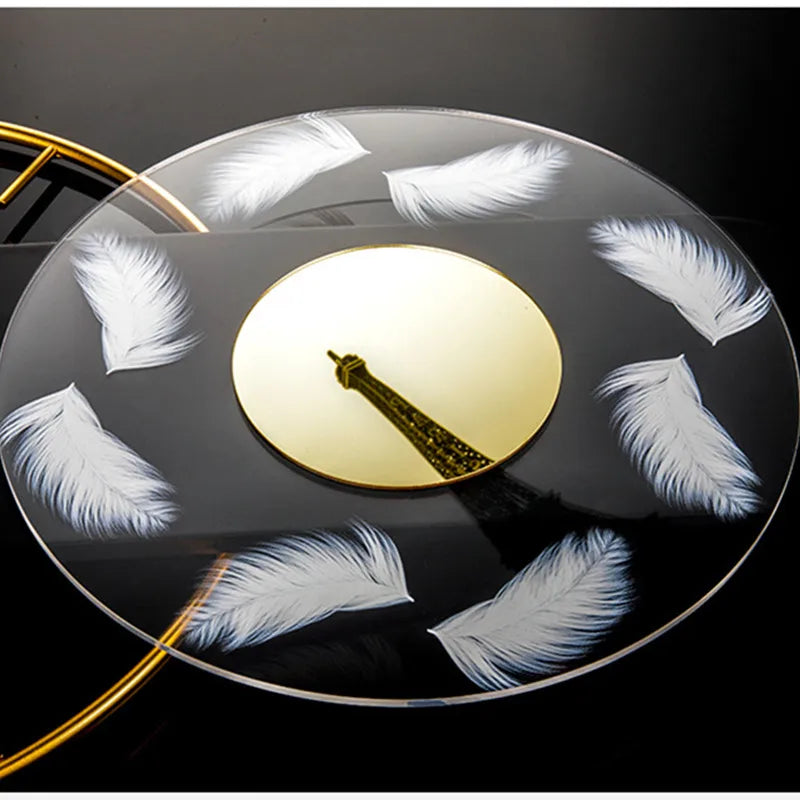 60x36cm Große Wanduhr Moderne Design Feder Luxus Licht Stille Metall Wand Uhr Home Decor Wohnzimmer esszimmer Uhren