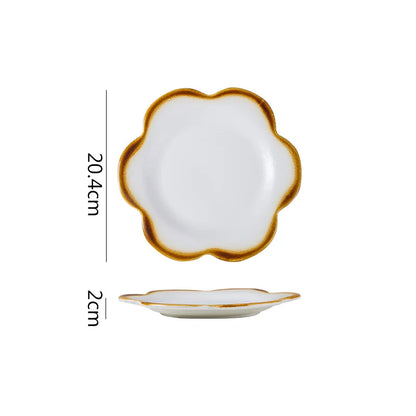 Creative Flower Shape Ceramic Plate Dessert Cake Plate Pasta Dish Sushi Plate Serving Plates Molecular Cuisine Tableware.