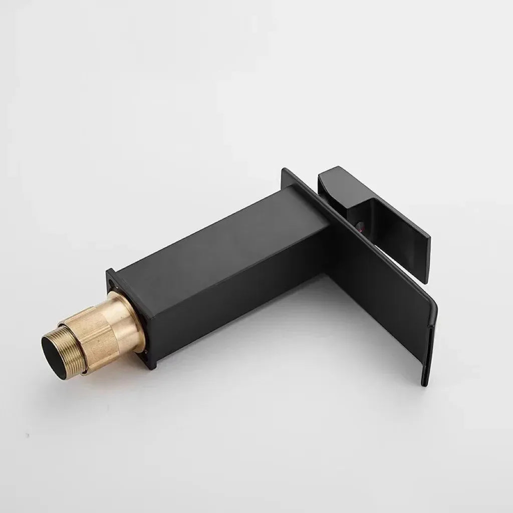 Black waterfall hot and cold faucet wash basin countertop basin bathroom cabinet splash proof basin faucet kitchen