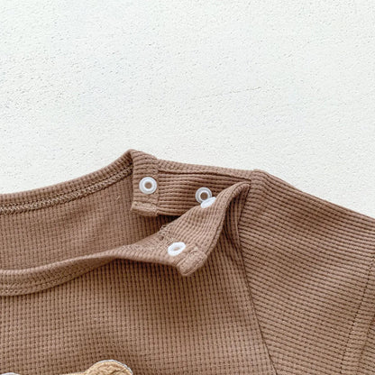 Sommer Baby Strampler Neugeborenes Baby Junge Mädchen Kurzarm Strampler Reine Baumwolle Weiche Waffel Cartoon Niedlichen Bären Body mit Hut.