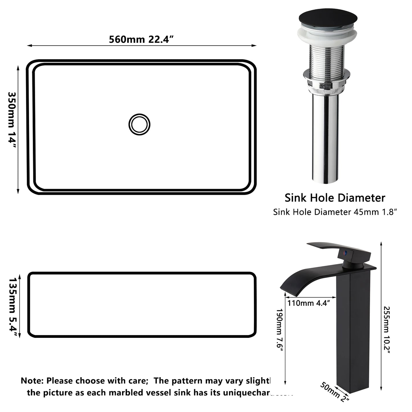KEMAIDI Waschbecken, Waschbecken, Waschbecken über der Theke, moderne Badezimmer-Waschbecken, Schüssel mit Wasserhahn, kombinierte Waschbecken in mehreren Form