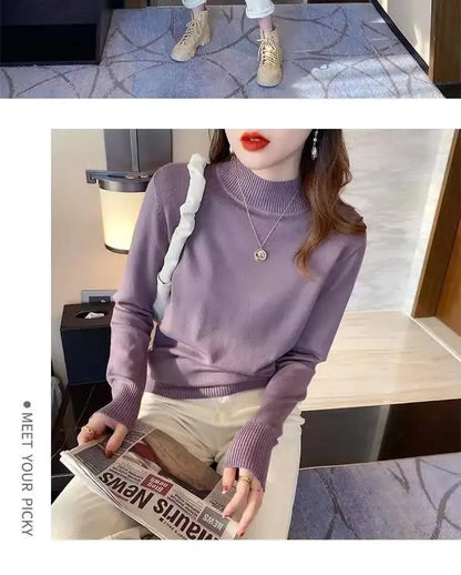 Herbst Winter Chic Bottom Pullover Frauen Mode Rollkragen Pullover Lose Langarm Gestrickte Jumper Weiche Warme Pull Femme Top